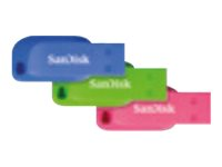 SanDisk Cruzer Blade - USB Flash-asema - 16 Gt - USB 2.0 - sininen, vihreä, vaaleanpunainen (pakkaus sisältää 3) SDCZ50C-016G-B46T