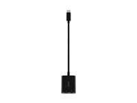 Belkin RockStar - USB-kuuloke-liitäntä / lataussovitin - 24 pin USB-C uros to mini jack, 24 pin USB-C naaras - 19.6 cm - USB Power Delivery (60W) NPA004BTBK