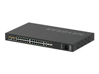 NETGEAR AV Line M4250-26G4F-PoE+ - Kytkin - L3 - Hallinnoitu - 24 x 10/100/1000 (PoE+) + 2 x 10/100/1000 + 4 x 1000Base-X SFP - sivusta sivuun ilmavirtaus - telineeseen asennettava - PoE+ (300 W) GSM4230P-100EUS