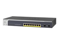 NETGEAR Smart GS510TPP - Kytkin - L3 Lite - smart - 8 x 10/100/1000 (PoE+) + 2 x SFP - työpöytä, telineeseen asennettava - PoE+ (190 W) GS510TPP-100EUS