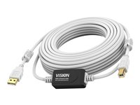 Vision Techconnect - USB-kaapeli - USB (uros) to USB Type B (uros) - USB 2.0 - 15 m - linjakytketty aktiivinen tehostin - valkoinen TC 15MUSB+/2