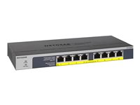 NETGEAR GS108PP - Kytkin - 8 x 10/100/1000 (PoE+) - työpöytä, telineeseen asennettava, seinään asennettava - PoE+ (123 W) - tasavirta GS108PP-100EUS