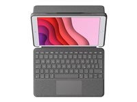 Logitech Combo Touch - Näppäimistö- ja kalvokotelo - sekä kosketuslevy - taustavalaistu - Apple Smart connector - QWERTZ - Saksa - grafiitti malleihin Apple 10.2-inch iPad (7. sukupolvi, 8. sukupolvi, 9. sukupolvi) 920-009624