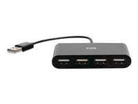 C2G 4-Port USB Hub - USB 2.0 Hub - USB Multiport Hub - 480Mbps - Hub - 4 x USB 2.0 - työpöytä C2G54462