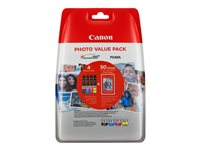 Canon CLI-551 C/M/Y/BK Photo Value Pack - 4 pakettia - 7 ml - musta, keltainen, sinivihreä, magenta - alkuperäinen - kuplapakkaus - mustesäiliö / paperisarja malleihin PIXMA iP8750, iX6850, MG5550, MG5650, MG5655, MG6450, MG6650, MG7150, MG7550, MX725, MX925 6508B005