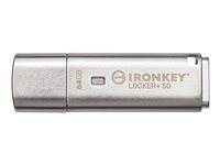 Kingston IronKey Locker+ 50 - USB Flash-asema - salattu - 64 Gt - USB 3.2 Gen 1 IKLP50/64GB