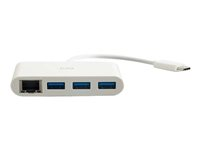 C2G USB C Hub with Ethernet - 3-Port USB Hub - Hub - 3 x SuperSpeed USB 3.0 + 1 x USB-C + 1 x 1000Base-T - työpöytä 29746