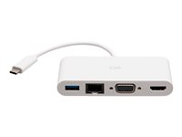 C2G USB C to HDMI, VGA, USB A & RJ45 Adapter - 4K 30Hz - White - Telakointiasema - USB-C / Thunderbolt 3 - VGA, HDMI - 1GbE C2G29829